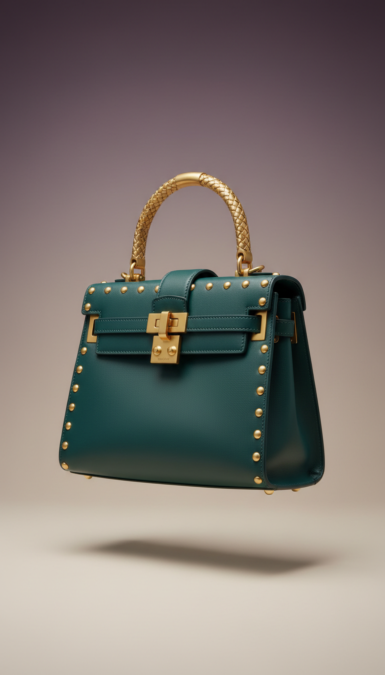 Cleopatra top handle bag with gold-plated clasp