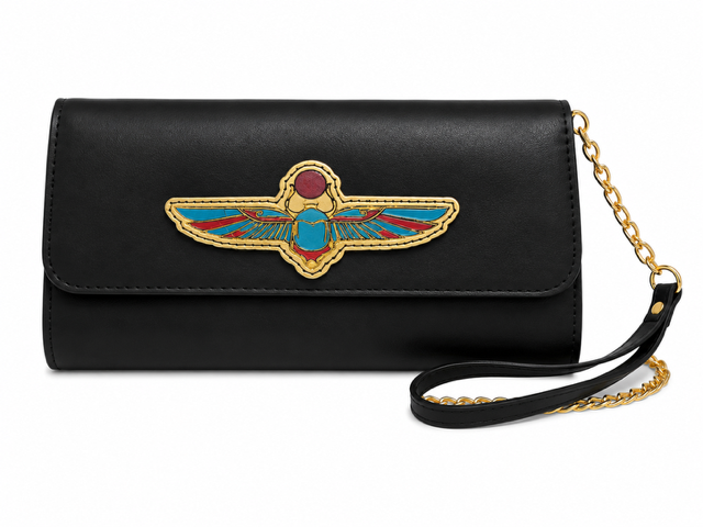Winged Scarab Clutch – Midnight Black