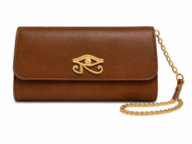 Eye of Horus Clutch – Caramel Brown