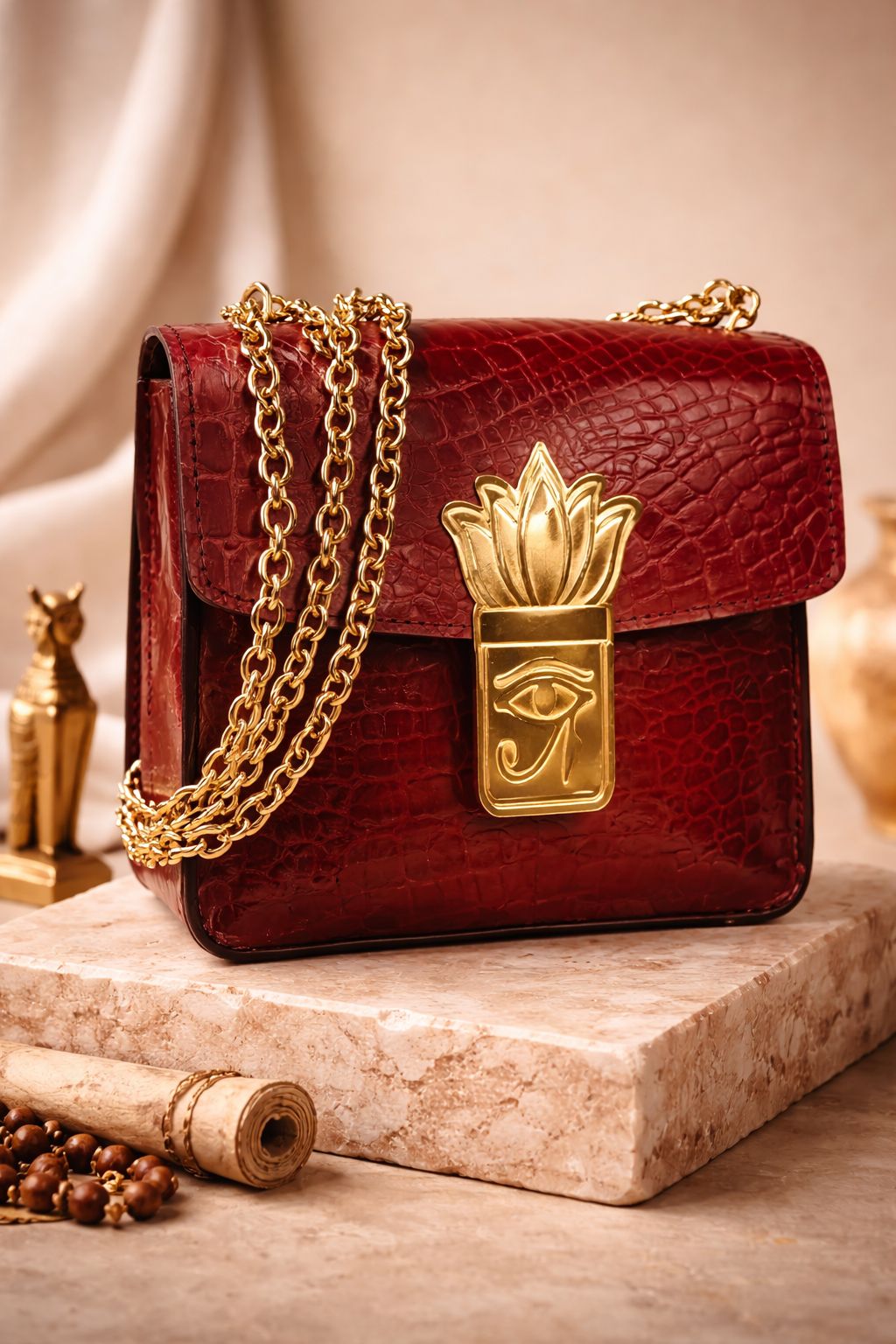 Crimson Lotus Chain Bag