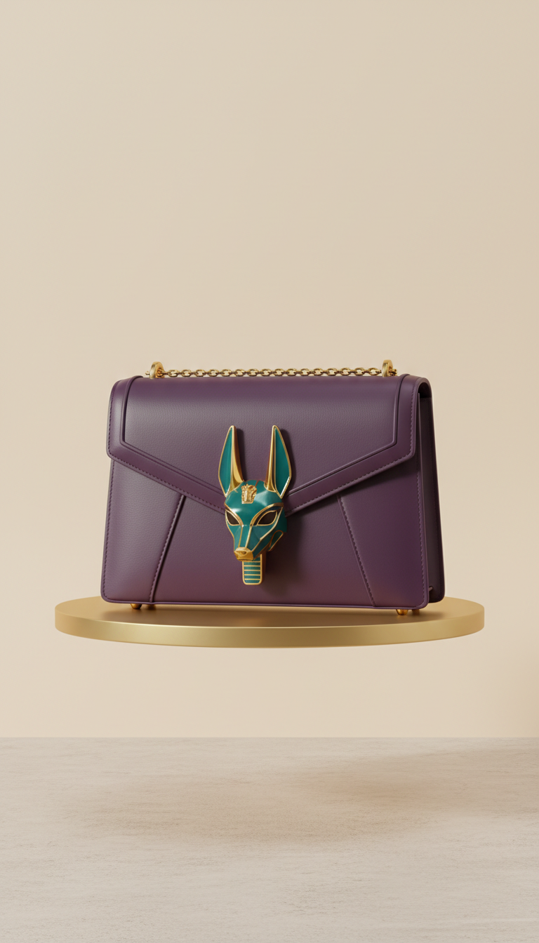 Anubis structured shoulder bag in obsidian leather
